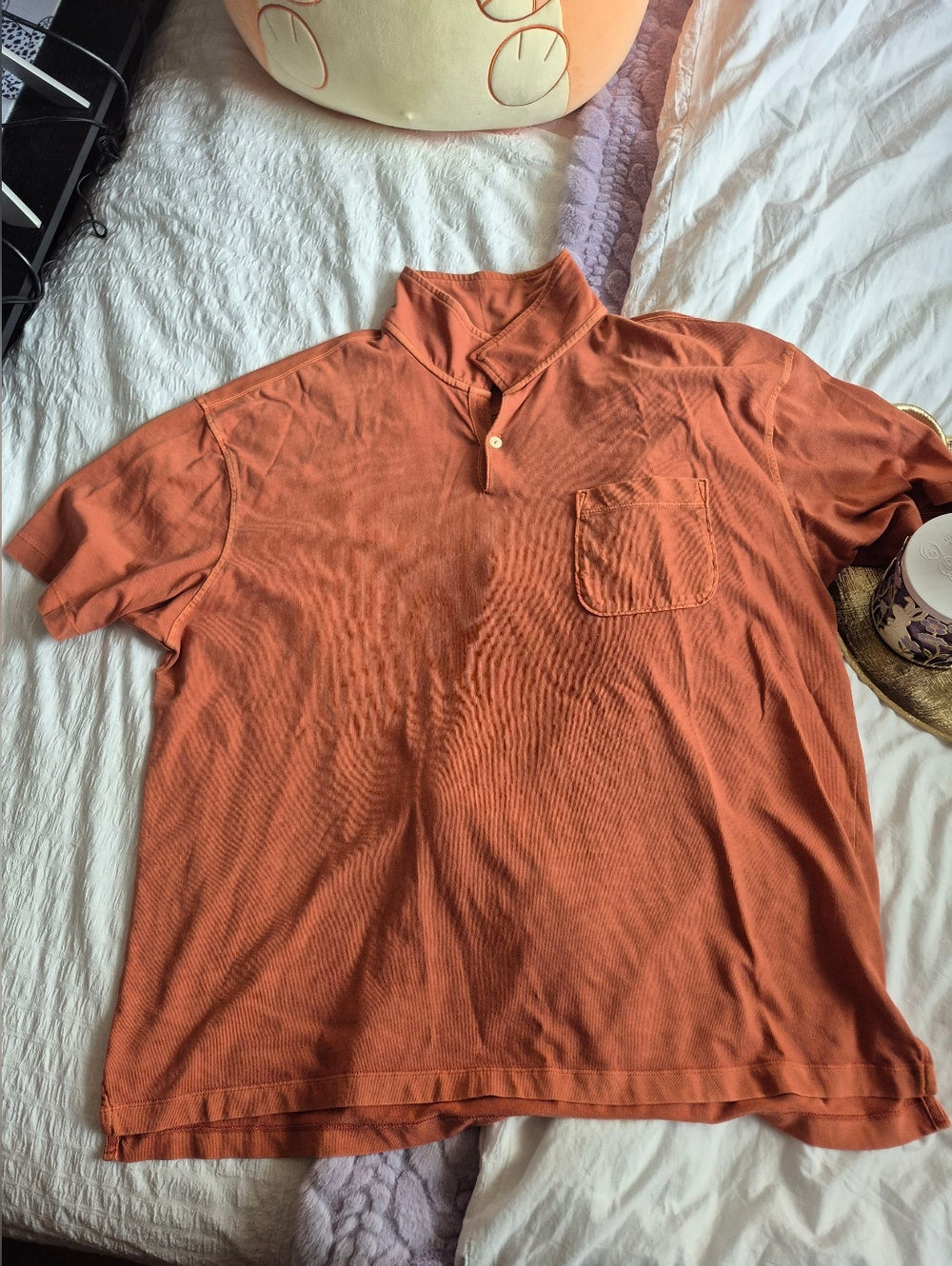 American Eagle Burnt Orange Collared Polo Style Shirt
